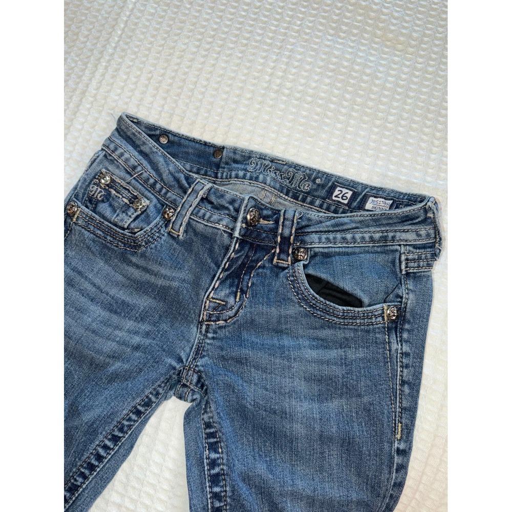 Miss Me Skinny Jeans Womens 26 Blue JES179BL Rhinestone Flap Pocket Denim